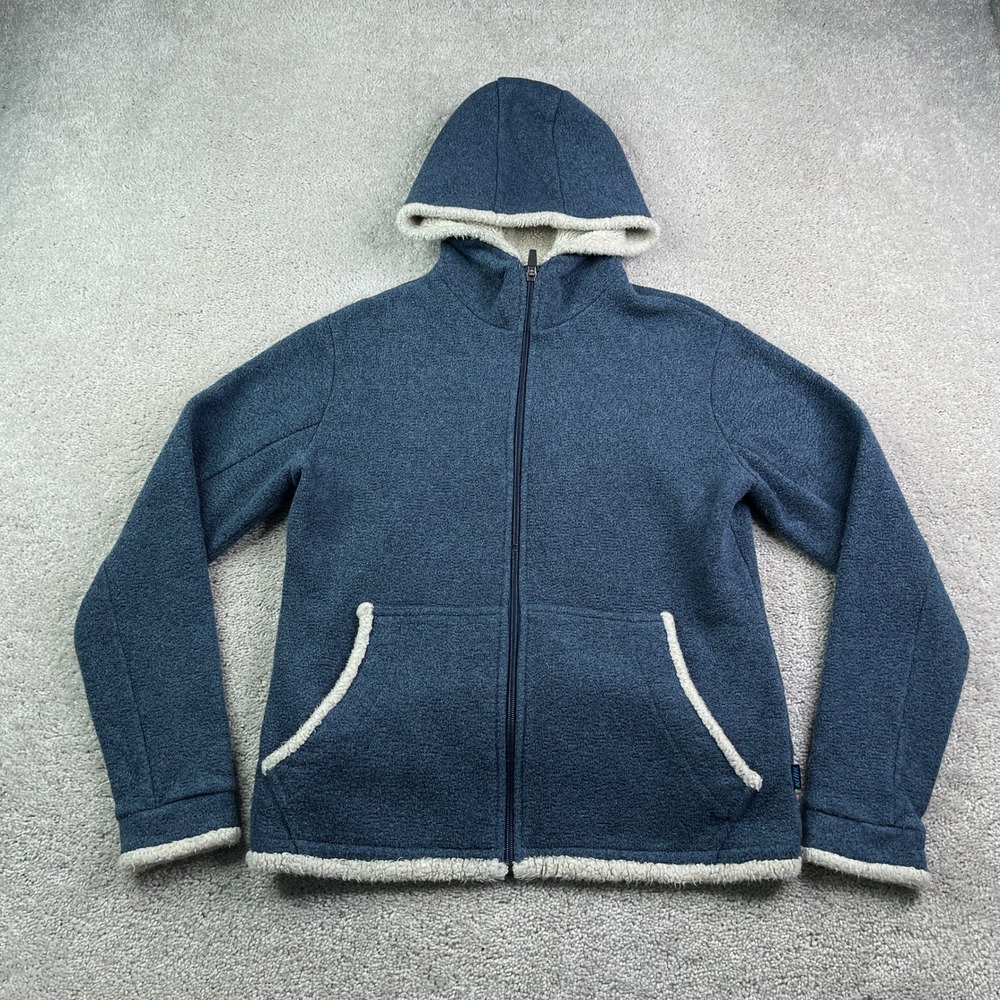 Vintage Kuhl Hoodie Women Large Blue Alfpaca Fleece Full Zip Sherpa Trim Outdoor